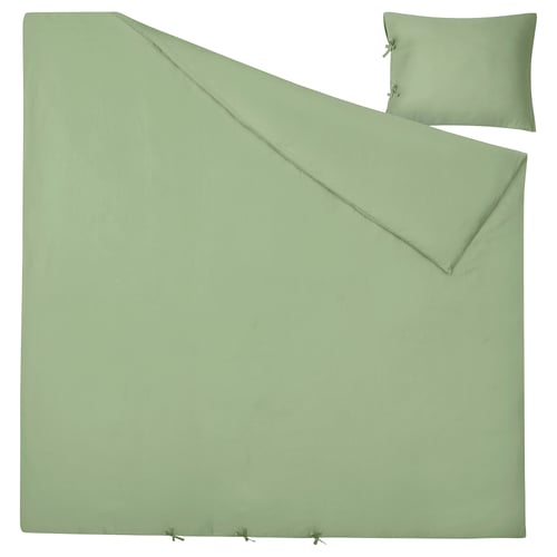 KRITSUGA: green lyocell quilt set, silky smooth, sateen-weave.