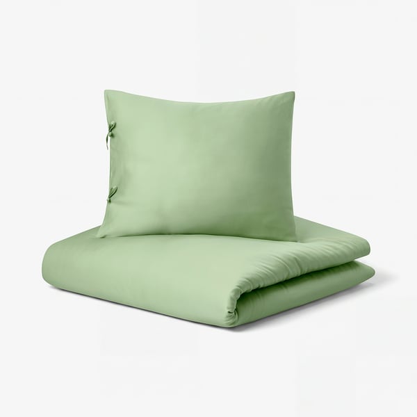 KRITSUGA Duvet cover and 2 pillowcases, green, 240x220/50x60 cm