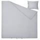 Light grey silky smooth bedding set with lustrous sateen-woven lyocell fabric, featuring decorative ribbons, a concealed pocket, and two pillowcases.