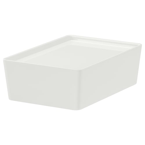 KUGGIS Box with lid, white, Width 18 cm IKEA