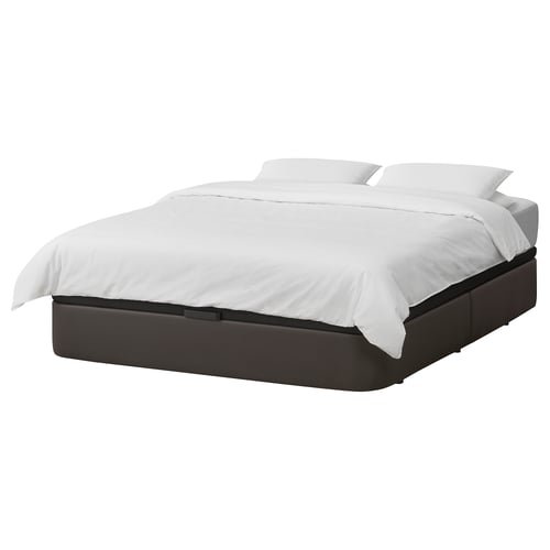 KVITSÖY upholstered ottoman bed, Bomstad dark brown, 160x200 cm IKEA