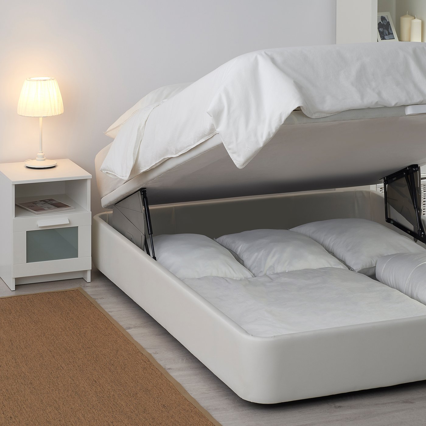 KVITSÖY Upholstered ottoman bed Bomstad white IKEA