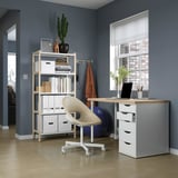 LAGKAPTEN / ALEX Desk, white stained oak effect/white, 120x60 cm