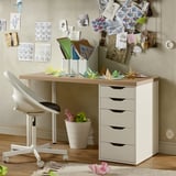 LAGKAPTEN / ALEX Desk, white stained oak effect/white, 120x60 cm