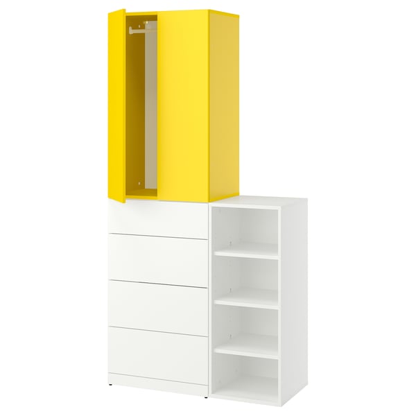 LASTARE Storage combination, white/yellow, 100x42x200 cm