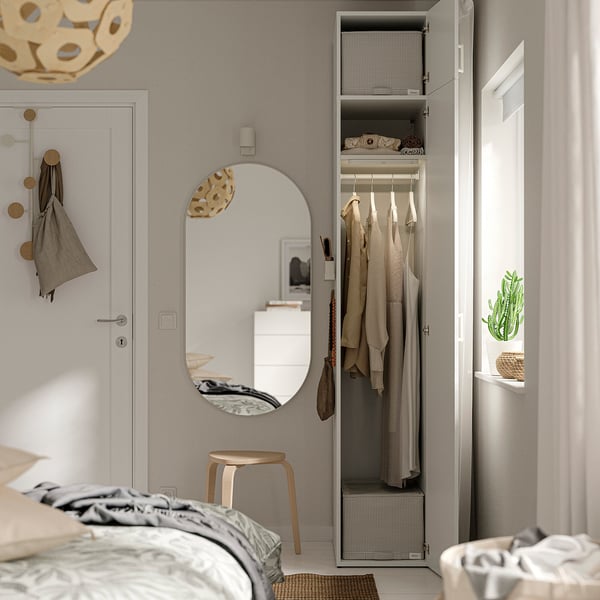 LASTARE Wardrobe combination, white/with height extension unit, 40x62x236 cm