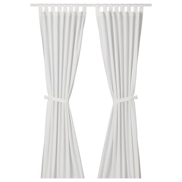 Lenda Curtains With Tie Backs 1 Pair White Ikea