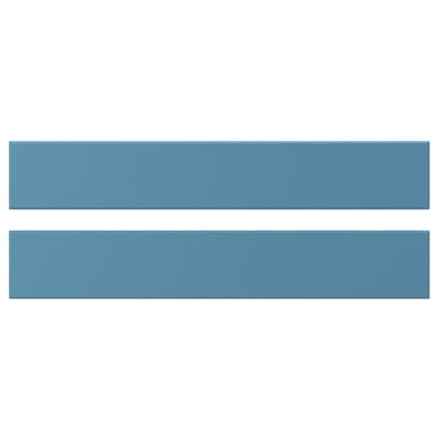 Two horizontal blue rectangular wooden drawers.