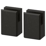 Two black square bookends with beveled edges and solid ash material.