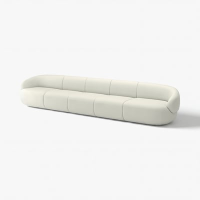 White LILLESÄTER sofa with sleek, soft shapes, polyester fabric, polyurethane foam, polypropylene base.