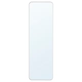 A LINDBYN white mirror with rounded corners, versatile wall mount.