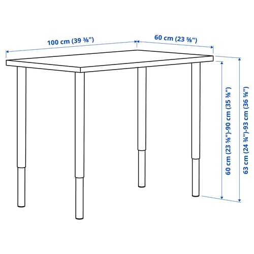 LINNMON / OLOV Desk, white, 100x60 cm