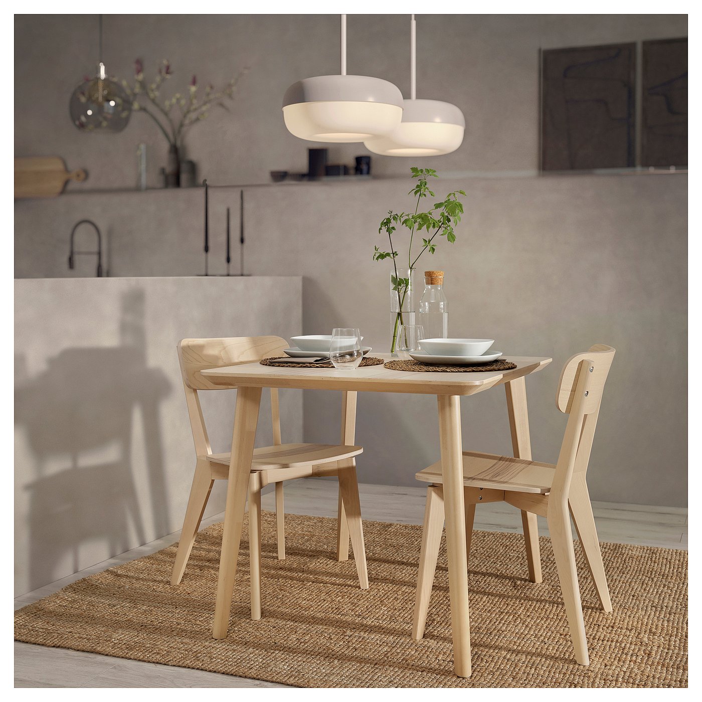 LISABO / LISABO table and 2 chairs, ash veneer/ash veneer, 88 cm