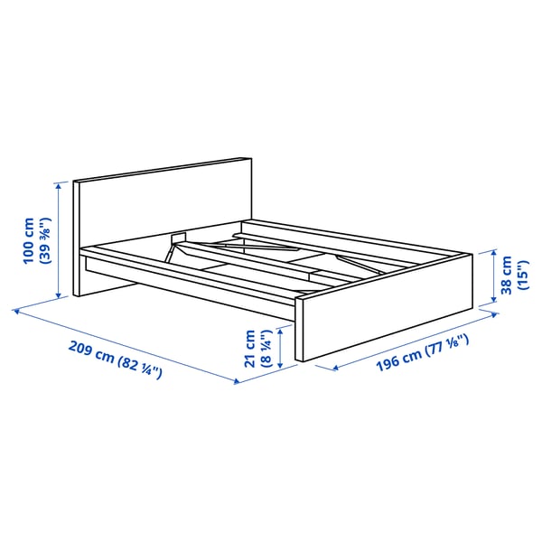 MALM Bed frame, high, white/Lindbåden, 180x200 cm