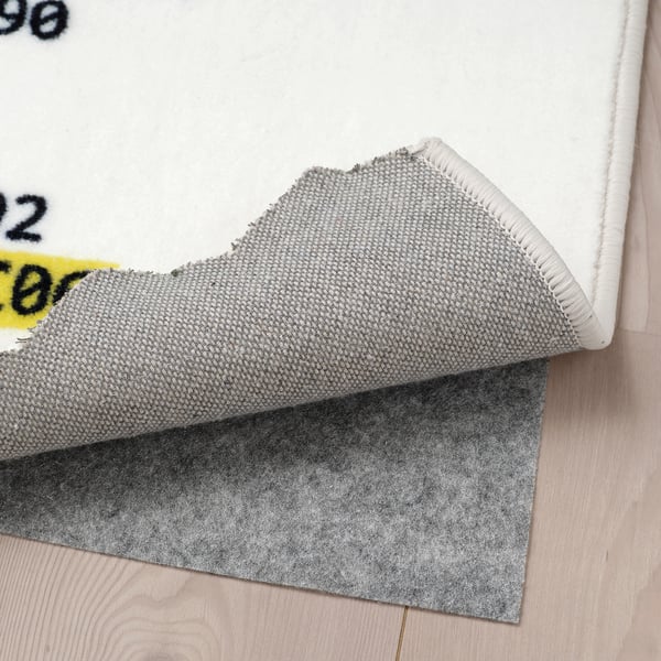 Markerad Rug Low Pile White Black Ikea