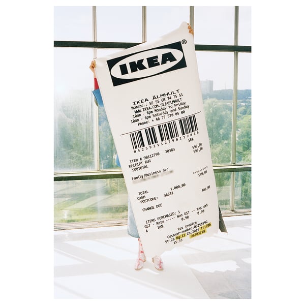 Markerad Rug Low Pile White Black Ikea