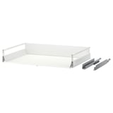 MAXIMERA pull-out drawer, white, melamine & steel, rectangular, minimalistic design.