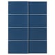 Blue sliding wardrobe doors, featuring a sleek design with aluminum frames and fiberboard panels.