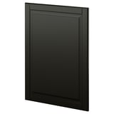 Black METOD kitchen cabinet with sleek, beveled edges and modern design.
