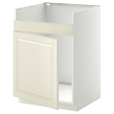 White METOD kitchen cabinet, off-white beveled door, traditional design.