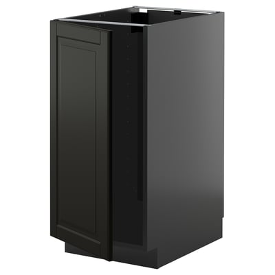 Black METOD kitchen cabinet, sleek and modern, with beveled black bodbyn fronts.