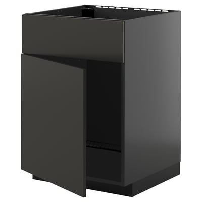 Black kitchen cabinet, single drawer.