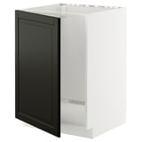 A METOD kitchen cabinet with a black bodbyn door, featuring a beveled edge design. The cabinet is white and has a rectangular shape.