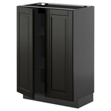 Dark gray METOD kitchen cabinet with beveled bodbyn fronts, square shape, sturdy frame, and adjustable shelves.