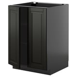 Black METOD kitchen cabinet with beveled edges and adjustable shelves.