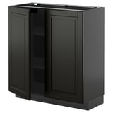 Black kitchen cabinet, METOD. Sleek design with beveled edges, made of painted fibreboard. Two doors, one adjustable shelf inside.