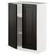 METOD kitchen cabinet with black bodbyn doors open, white base.