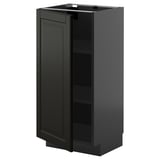 Black METOD kitchen cabinet with shiny door, square shape, and adjustable shelves.