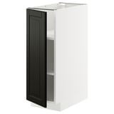 METOD kitchen cabinet in white with black beveled door.
