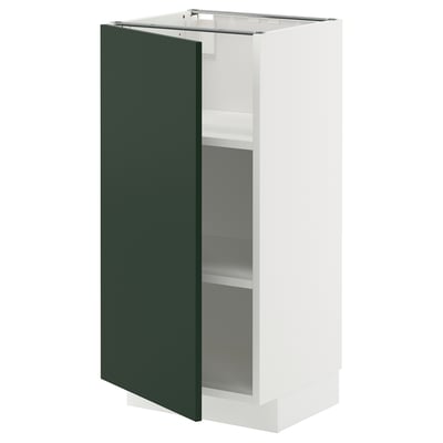 Single METOD kitchen cabinet in white with green door. Square shape, modern design.