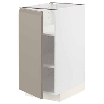 METOD kitchen base cabinet, white, grey-beige door, sleek, modern, adjustable shelves.