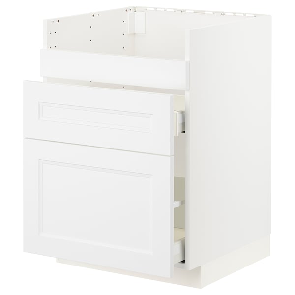 White METOD kitchen cabinet with axstad design, three compartments, sleek modern style.