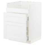 White METOD kitchen cabinet with axstad design, three compartments, sleek modern style.