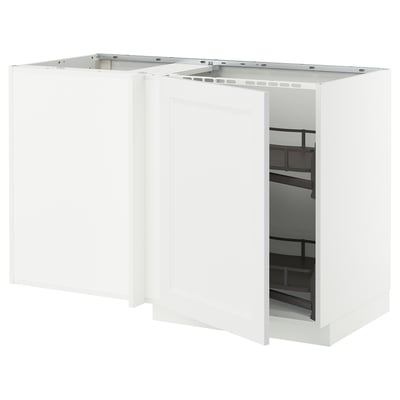 A white METOD kitchen cabinet with a pull-out shelf. It a modern design with a sleek finish.