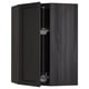 METOD black stained corner cabinet with glass shelves.