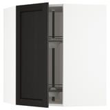 METOD black stained oak kitchen cabinet with shelves.
