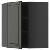 METOD black corner cabinet with one door and inside shelf.