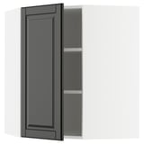 Modern kitchen cabinet, grey, with bevelled edges, adjustable shelf.