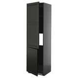 Black METOD kitchen cabinet, tall with three adjustable shelves, sleek modern design.