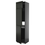 METOD black kitchen cabinet, glossy finish, rectangular, with two adjustable shelves.