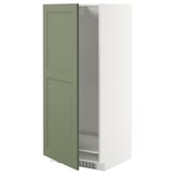 METOD kitchen cabinet, light green, modern, tall, white frame, adjustable shelf, left or right door.