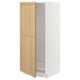 METOD kitchen unit, white & oak, tall fridge cabinet, 2 doors, classic style.
