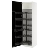 White METOD cabinet, black pull-out shelves.