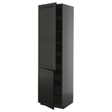 Black METOD kitchen cabinet with 3 shelves and beveled edges.