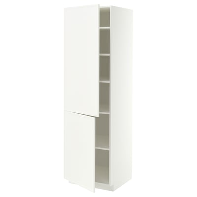 METOD High cabinet with shelves/2 doors, white/Aspudden matt white, 60x60x200 cm