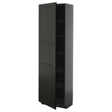 Black METOD cabinet, tall, rectangular, with multiple shelves, sleek design.